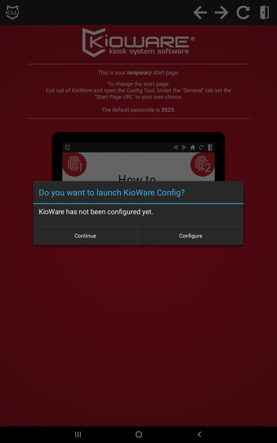 Kioware launch wizard