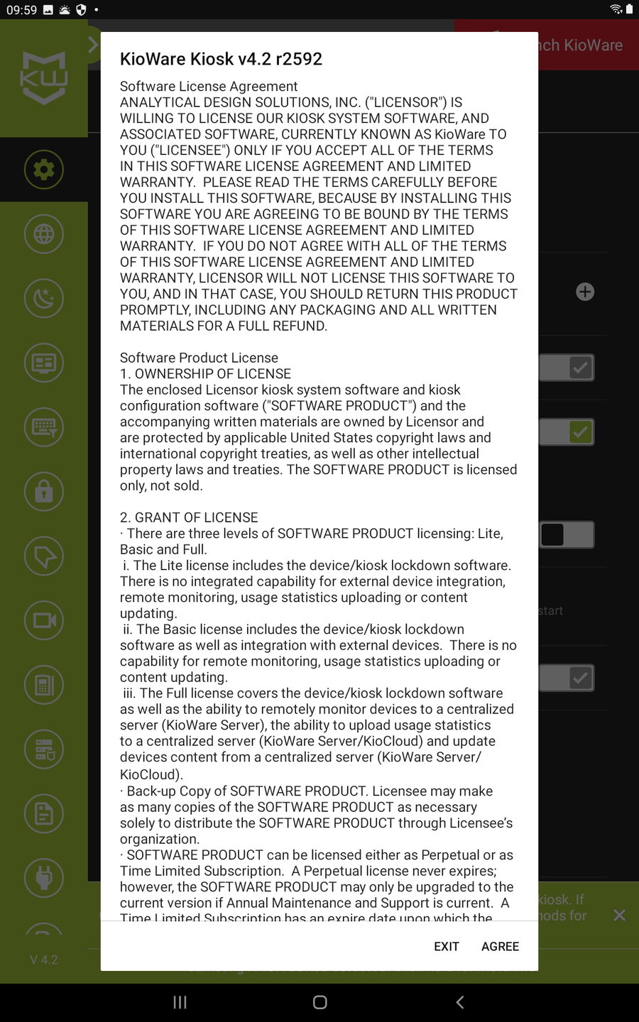 Kioware License Agreement