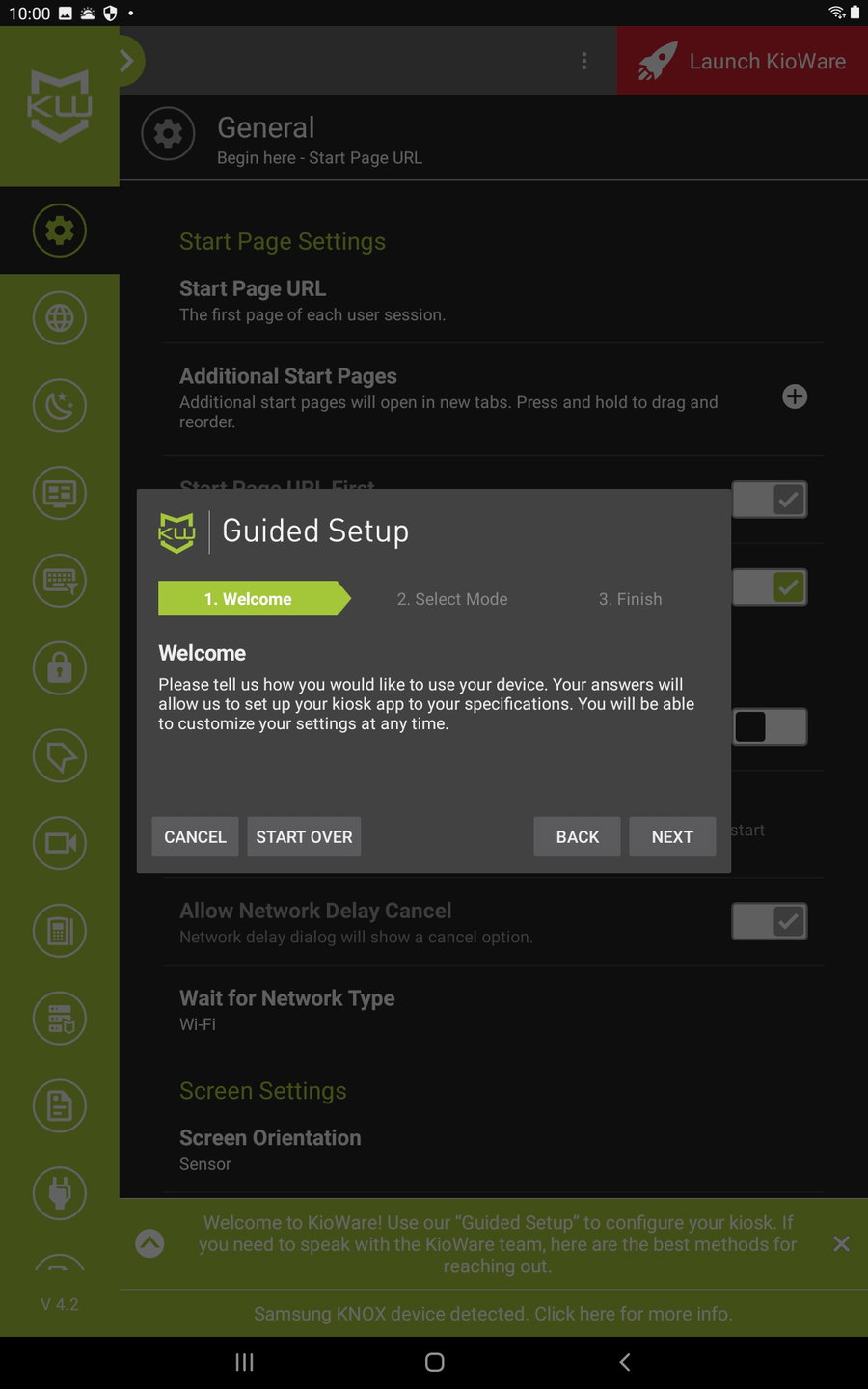 Kioware wizard start