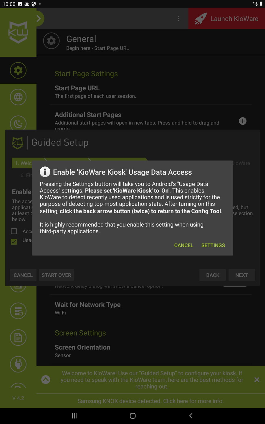 Kioware wizard data usage