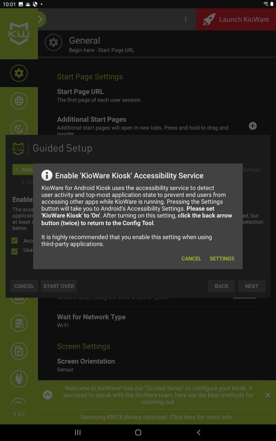 Kioware wizard accessibility