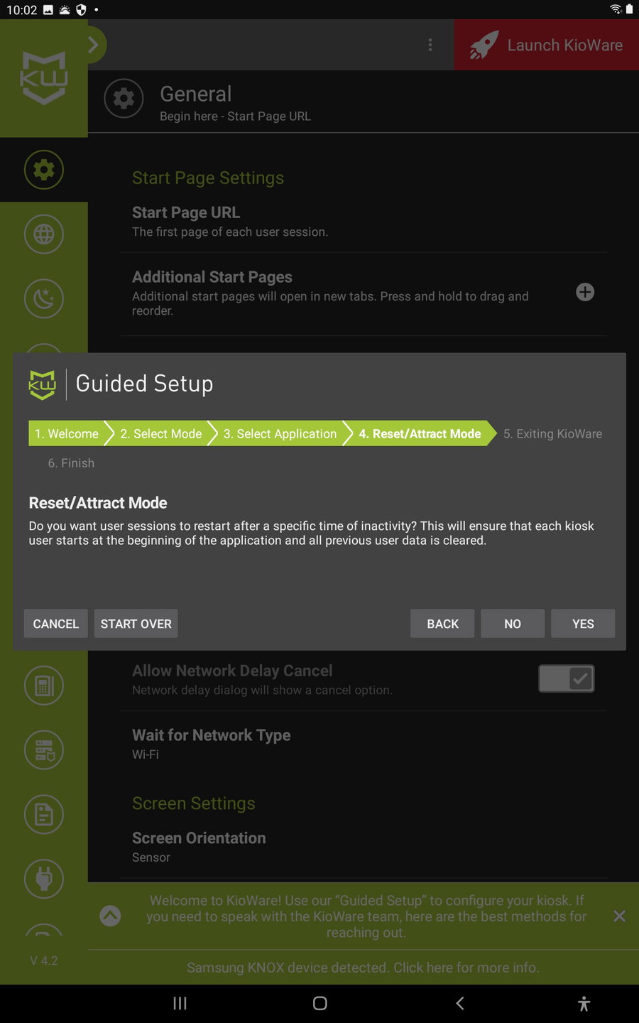Kioware wizard reset / attract
