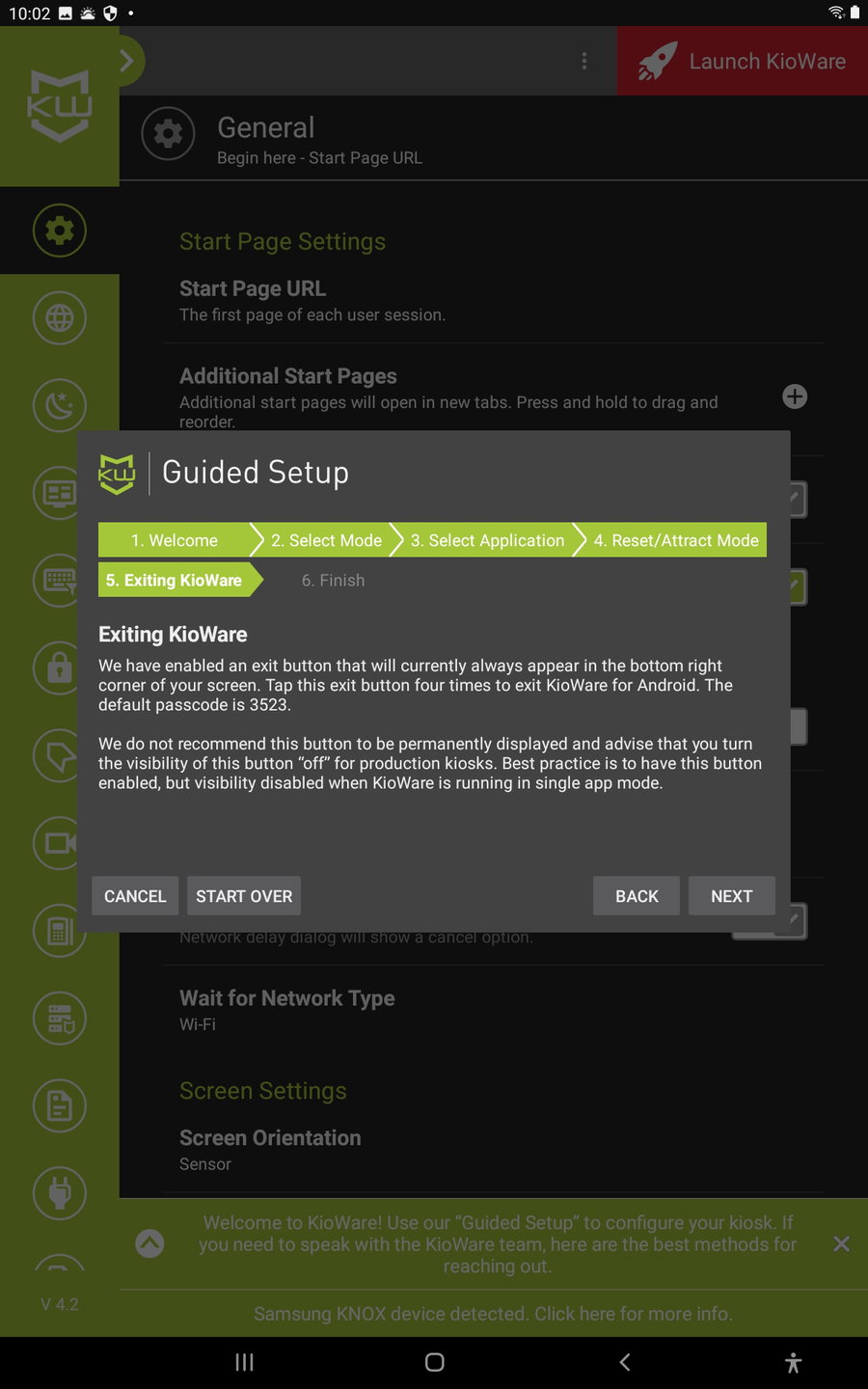 Kioware wizard exiting