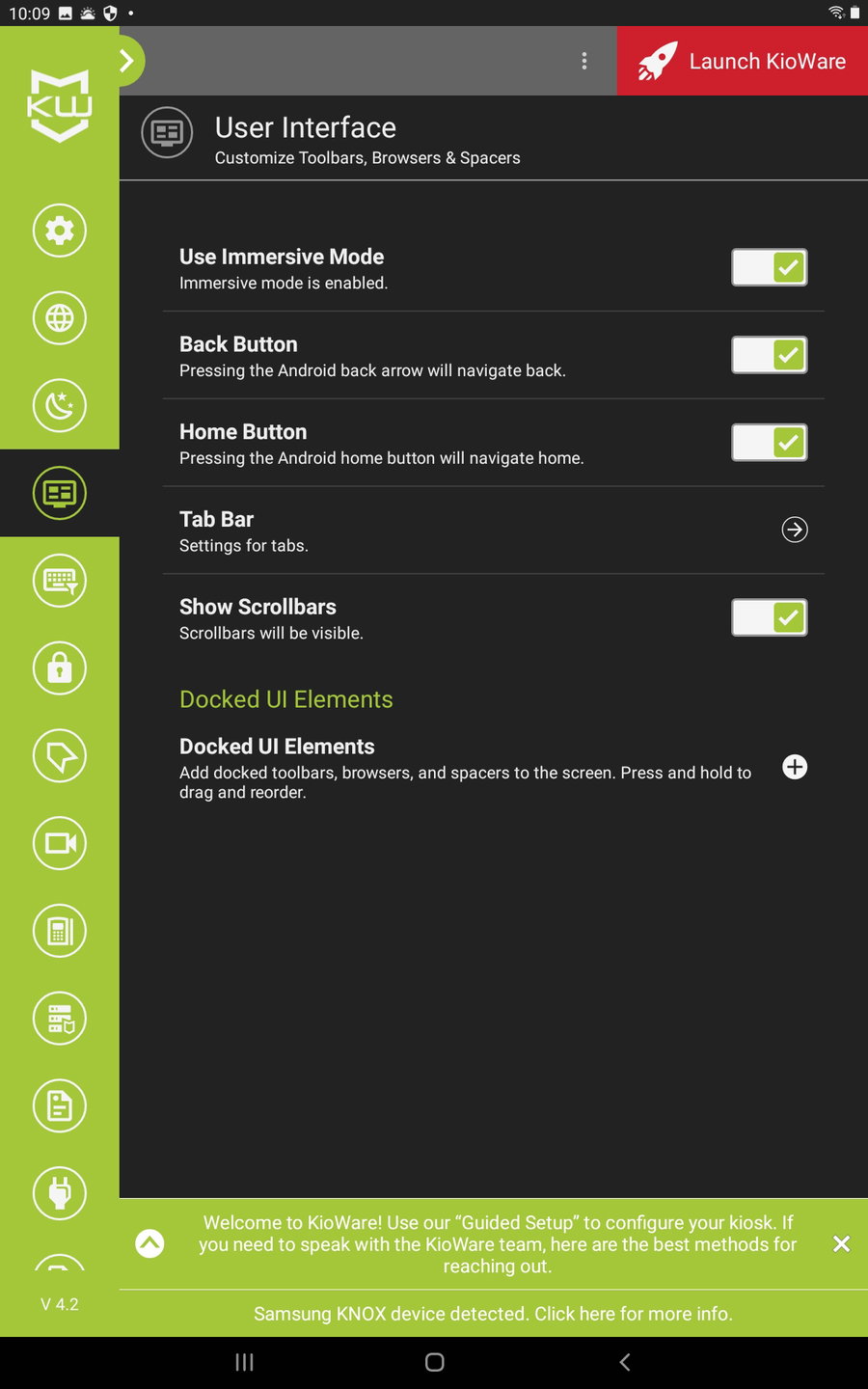 Kioware user interface