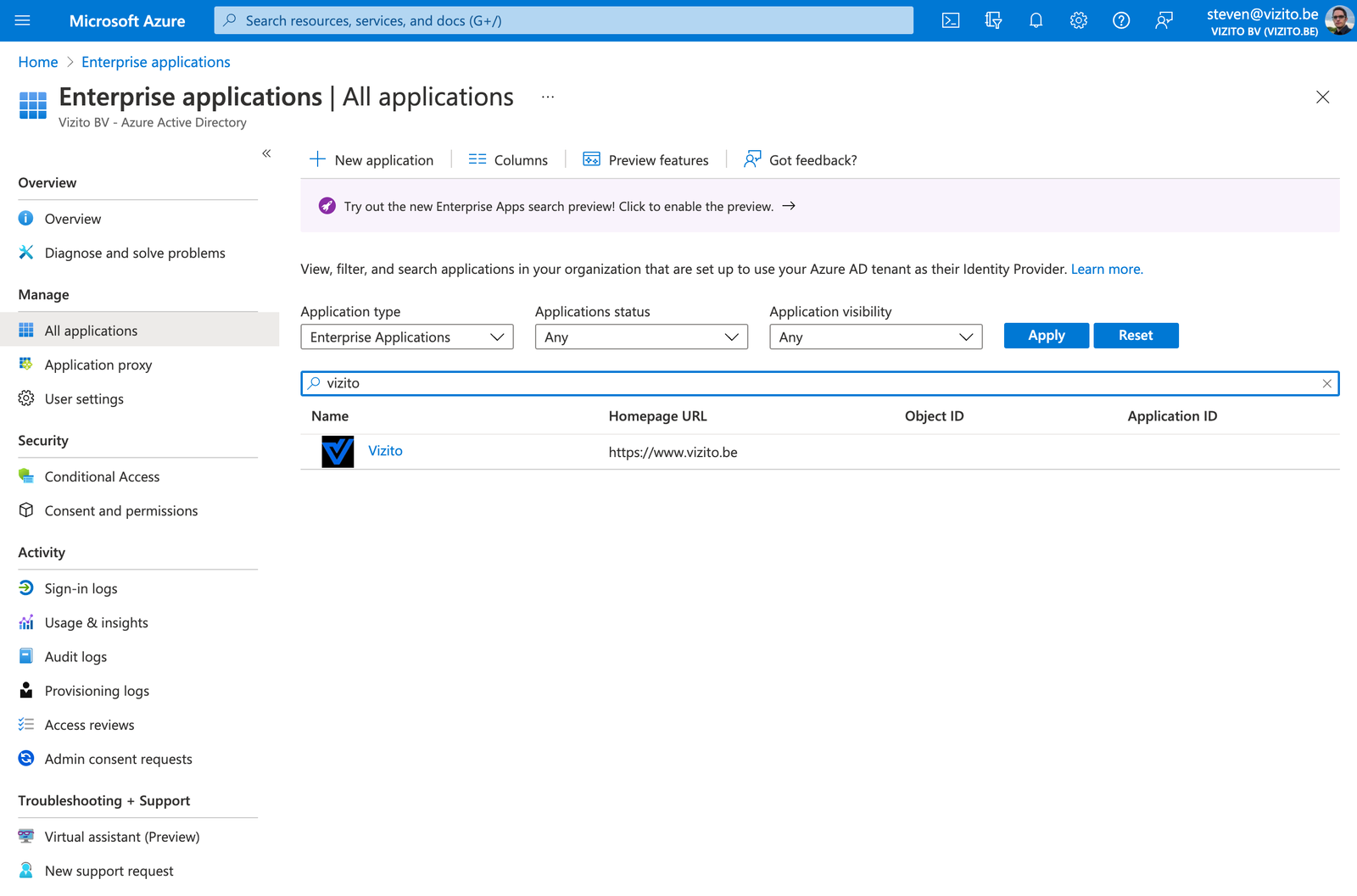 vizito teams integration reset authentication 1