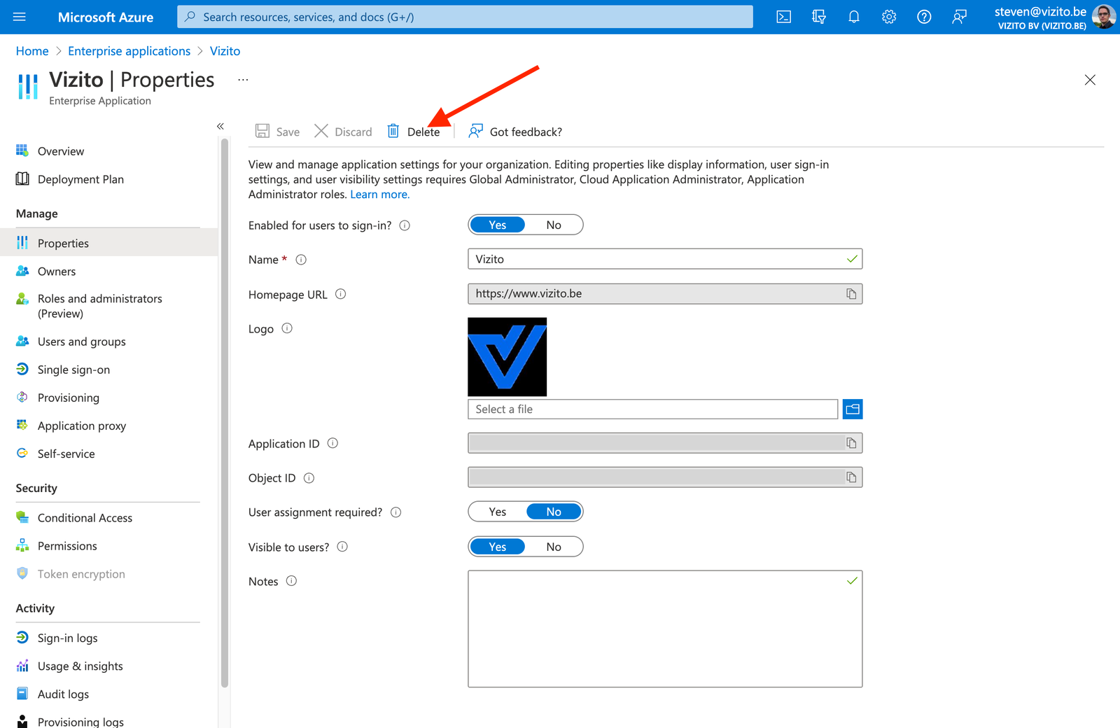 vizito teams integration reset authentication 3