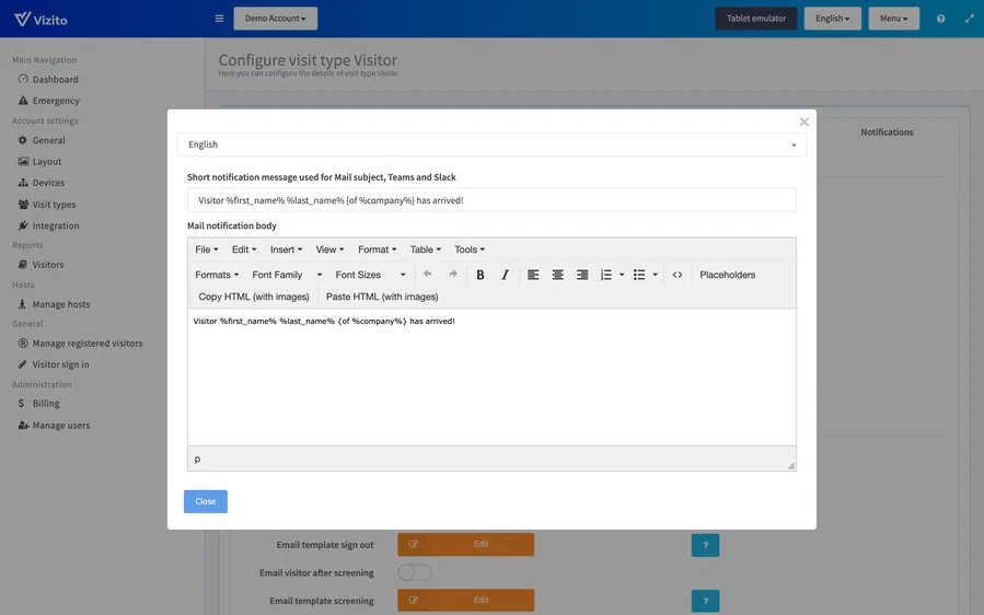 change email template