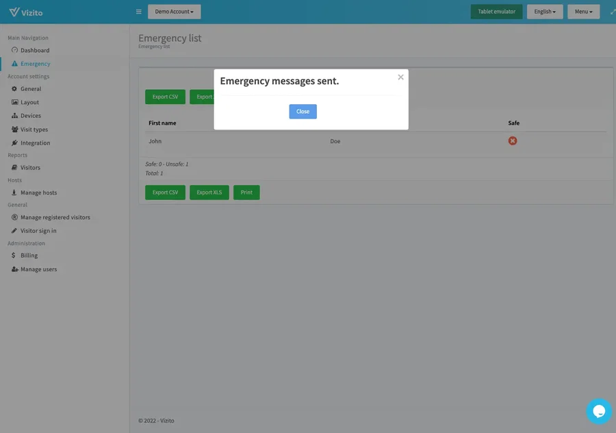 emergency alert sent