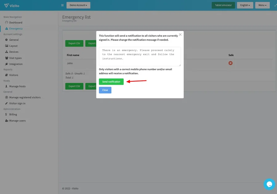 emergency send notifications
