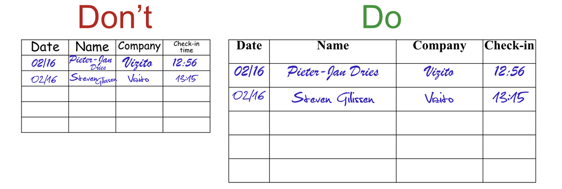 Journal de bord/formulaires des visiteurs : ce qu'il faut faire et ce qu'il ne faut pas faire.