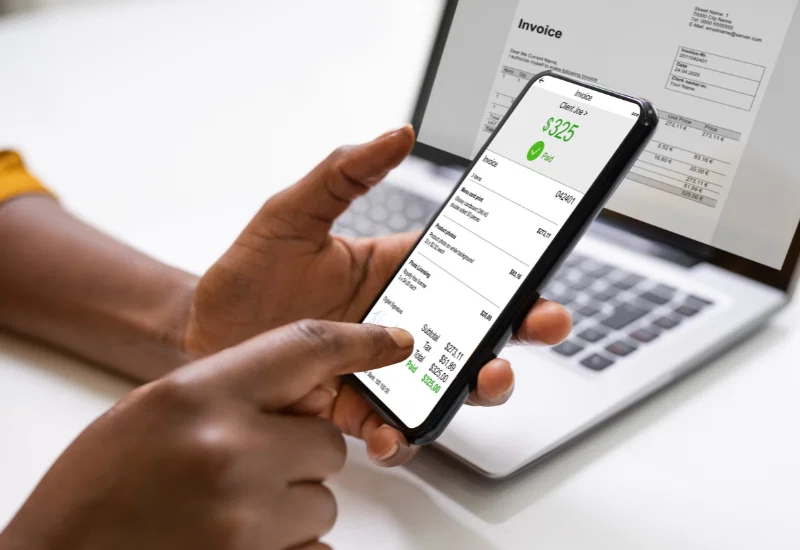 Invoice automation mobile phone touch