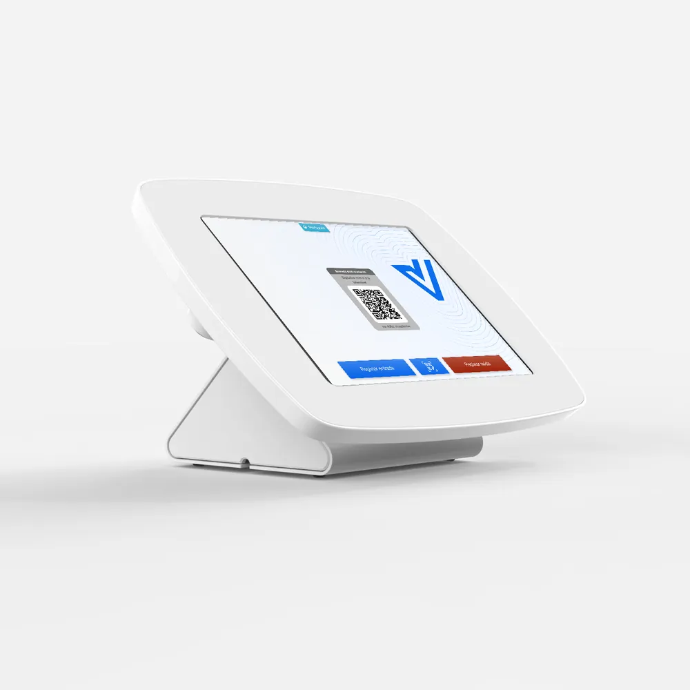 Bouncepad Flip - suporte para tablet com o ecrã de registo da Vizito