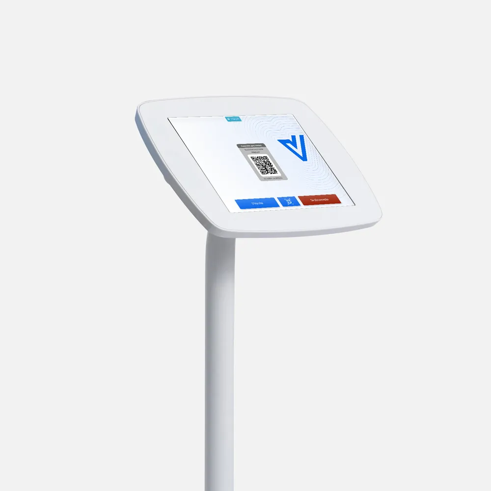Bouncepad Floorstanding - support de tablette affichant l'écran d'accueil Vizito